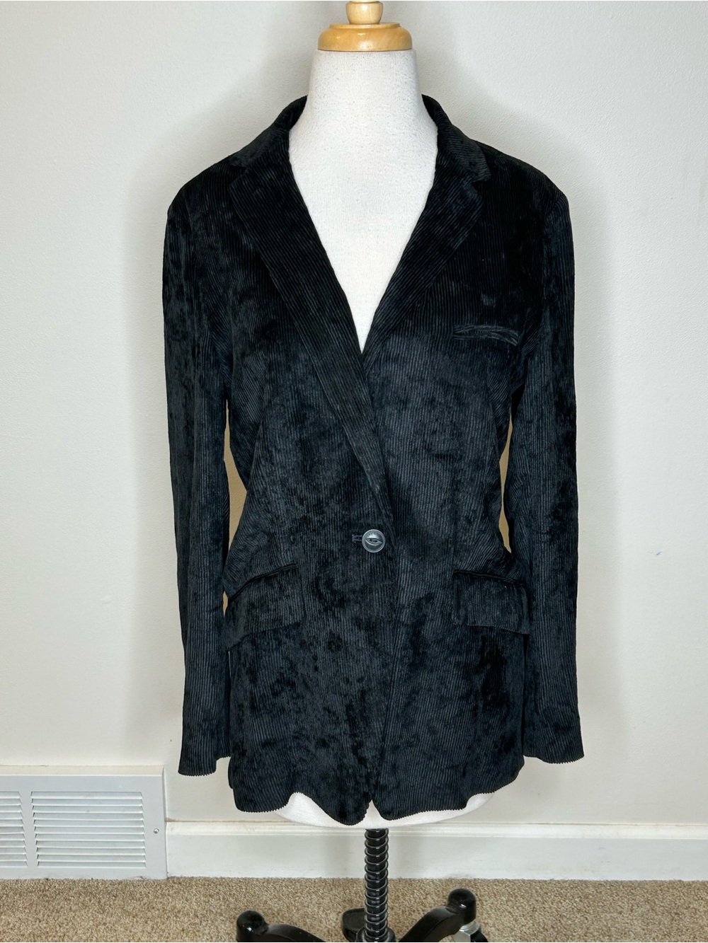 rag & bone Black viscose Corduroy Single-Button Blazer Size 4